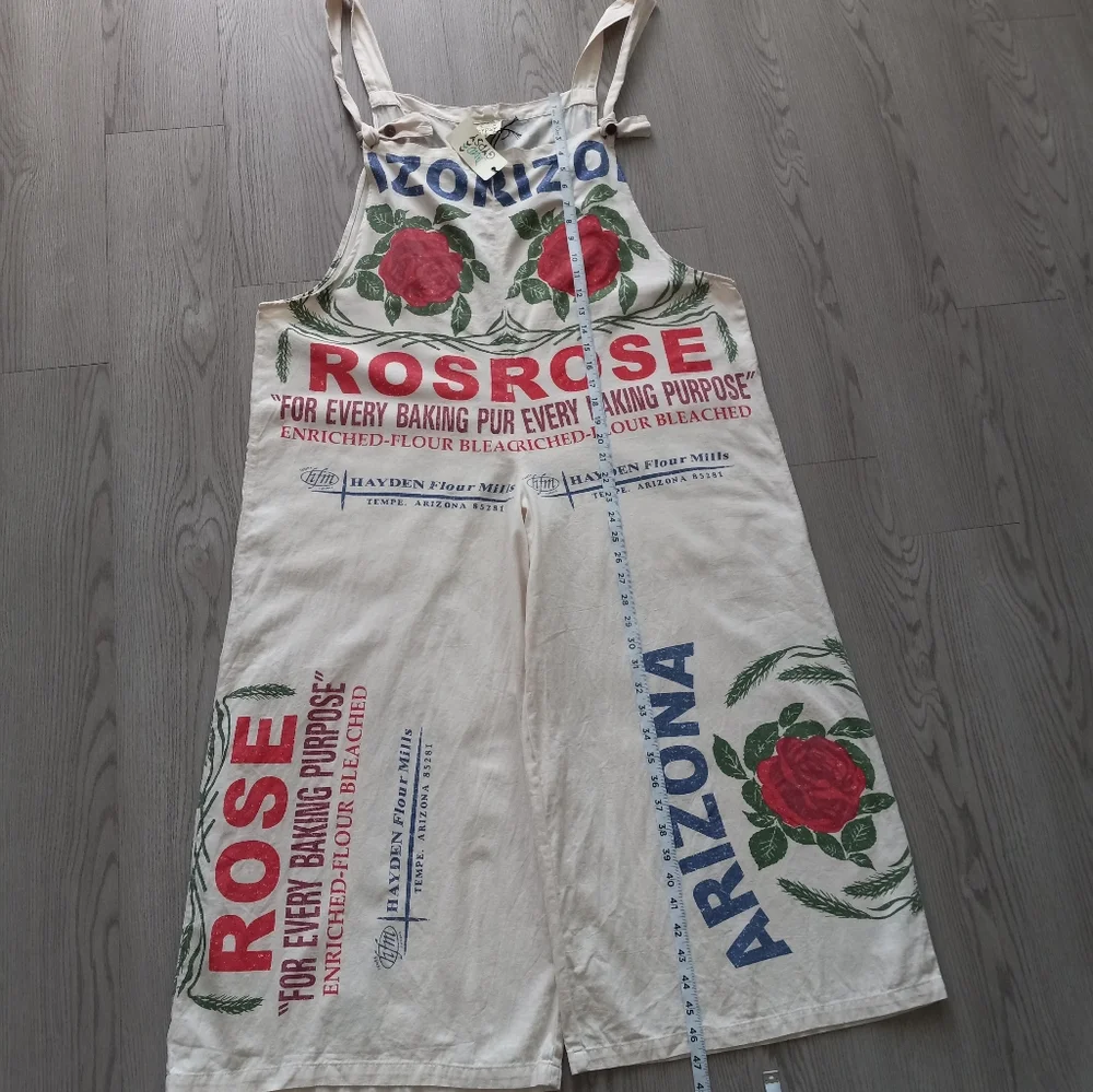 Jaded Gypsy Roses Flour Sack Market Fresh Overalls Cotton L/XL - Picture 12 of 16